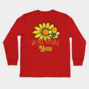 Unbelievable Mema Sunflowers and Bees Kids Long Sleeve T-Shirt